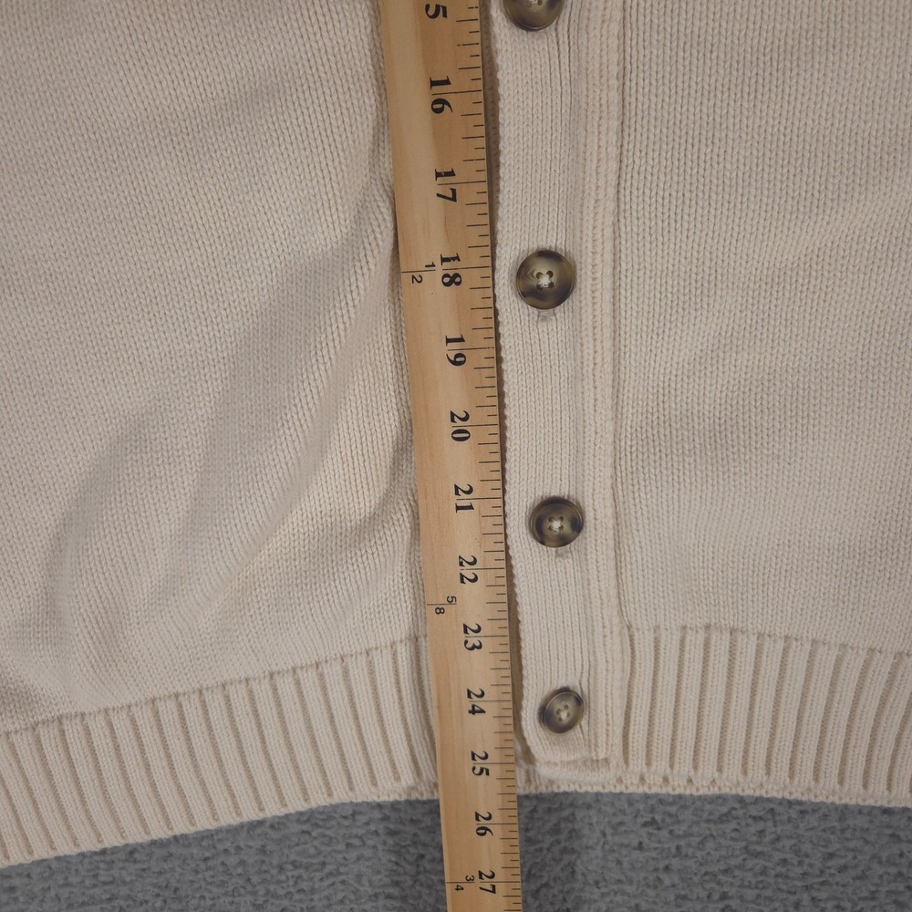 VINTAGE Lands End Sweater Vest Mens XL Beige Button Cardigan Cotton Made in USA - Picture 6 of 8
